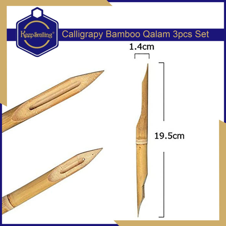 Keep%20Smiling-%20Pack%20of%203%20Different%20Style%20Calligraphy%20Bamboo%20Qalam/Pen%20For%20Urdu%20and%20Arabic%20-%20Image%204