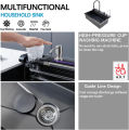 Kitchen Sink Digital Display Embossed Large Single Groove honeycomb dragon Black Nano Raindance Waterfall Sink with Pressurized Cup Washer and Two Waterfalls. 