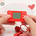 Retro Game Console Handheld Button Control with Keychain Drop Resistant Visual Training Building Block Retro Game Console for Children. 