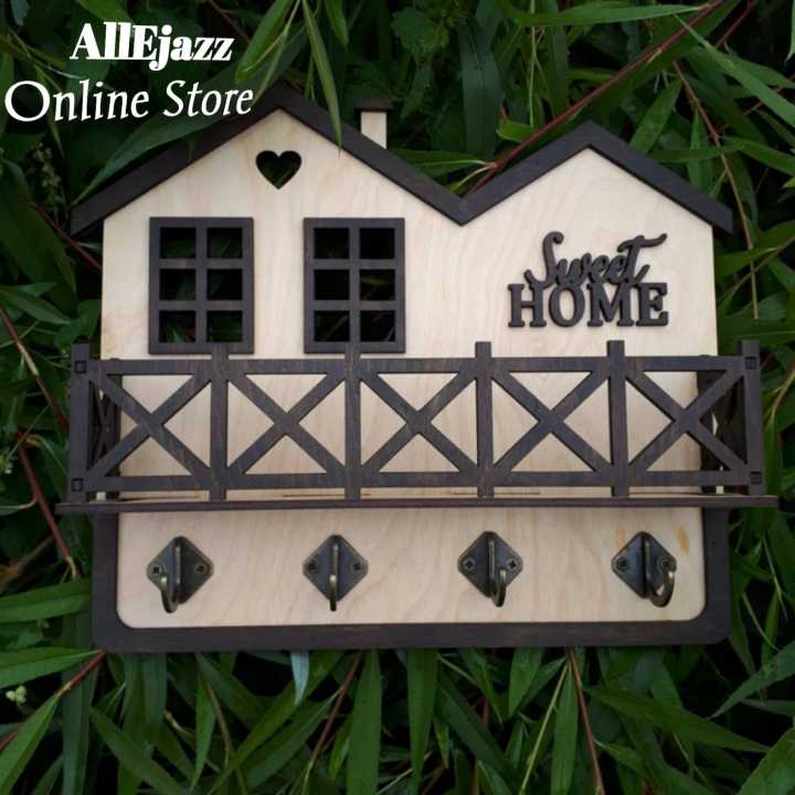 Wooden House shape Wall Mounted keychains and Mobile holder | Hanging our keys|