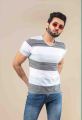 Ignite Mens Color Block Striped V-Neck Tee - Gray. 