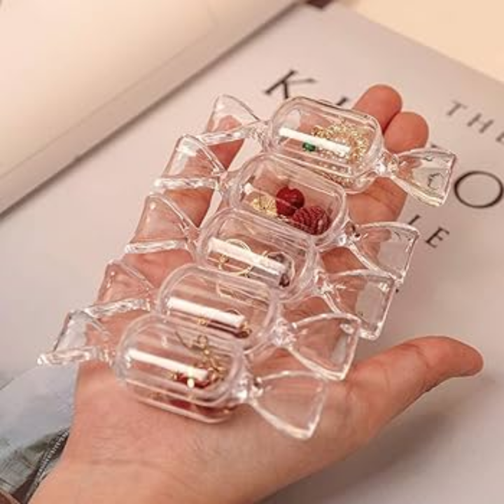 2/5/10 Pcs Candy Shaped mini Jewellery Box Transparent Candy