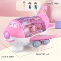 Musical Airplane With Lights And Music Cartoon Airplane With Bump And Go Toy Aeroplane 3d Lightning With Poems Available In 2 Colours Blue & Pink - Best Gift For Toddlers , Kids - Boys And Girls. 
