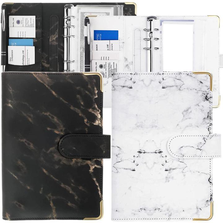 ZOROOM Budget Binder, 2 Pcs Marble A6 Binder Notebook Binder 6 Ring Personal Budget Binder for Money Envelope A6 Filler Paper