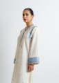 2-Piece Stitched Embroidered suit 2pcs Suit for women Stitched Off-White & Blue ready to wear 2 pc dress. 