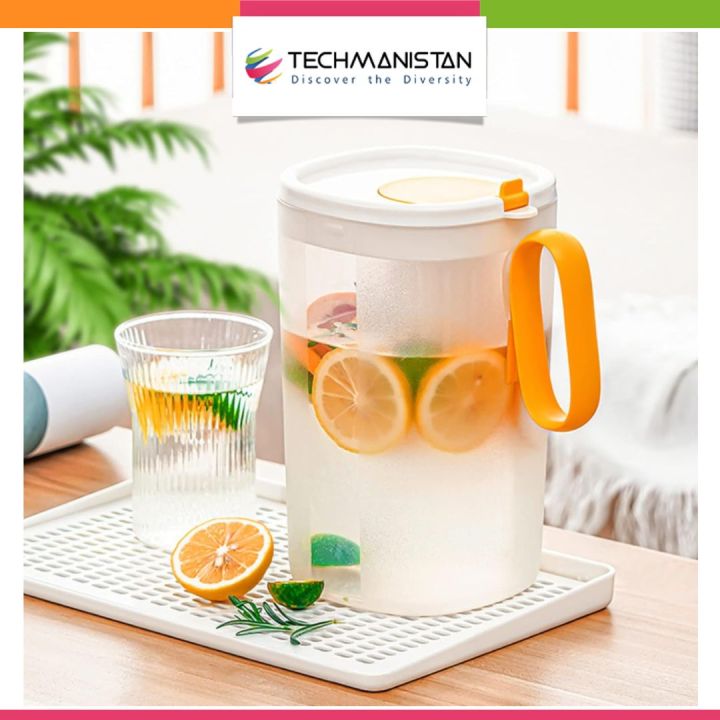 Techmanistan Plastic Dispenser With Spout & Infuser, Fridge Jug Drinks Chiller, Refrigerator Cold Kettle with Lid, Water Carafe Water Pitcher Jug