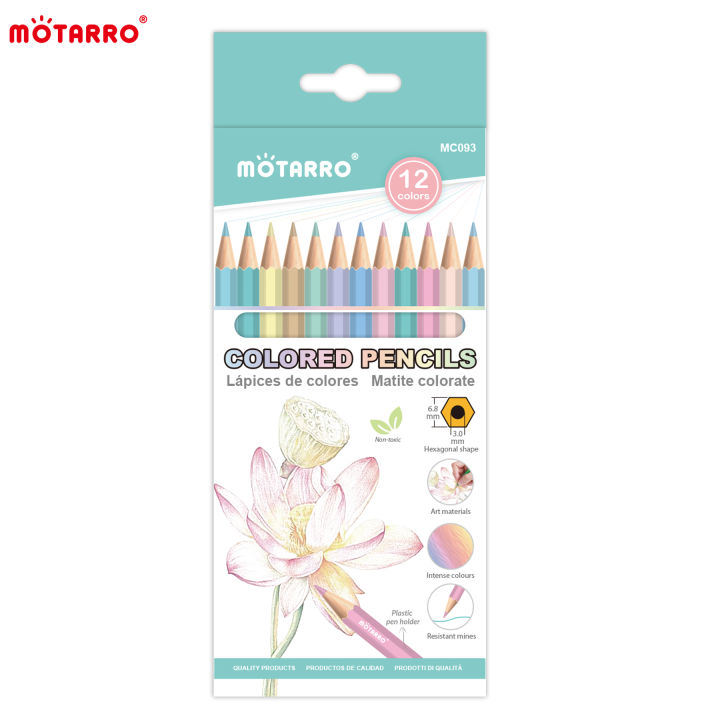 MOTARRO 12Pcs Macaron Color Pencils Wooden Pencil Children's Drawing Pencil School Office Writing Stationery Supplies Moonlight