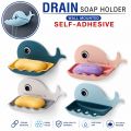 Whale Shape Soap Box Bathroom Drain Soap Holder Rack Self-Adhesive Wall Mounted Soap Tray Plate Bathroom Supplies Bathroom Gadge. 