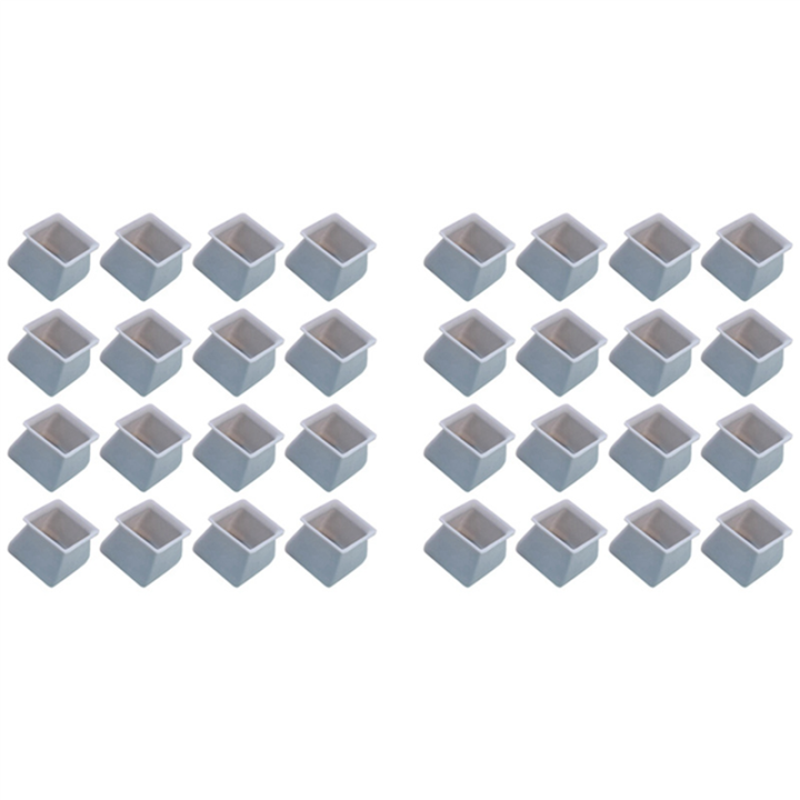 JDXHLAU 32Pcs Chair Leg Caps Silicone Floor Protector Square Furniture Table Feet Cover Anti-Slip Bottom Chair Pads-Gray