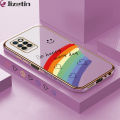 Jizetin (Free Lanyard) for Infinix Note 10 Pro / Note 10 Pro NFC Back Cover Rainbow Luxury 6D Plating Case Side Pattern Soft Silicone Square Phone Cases. 