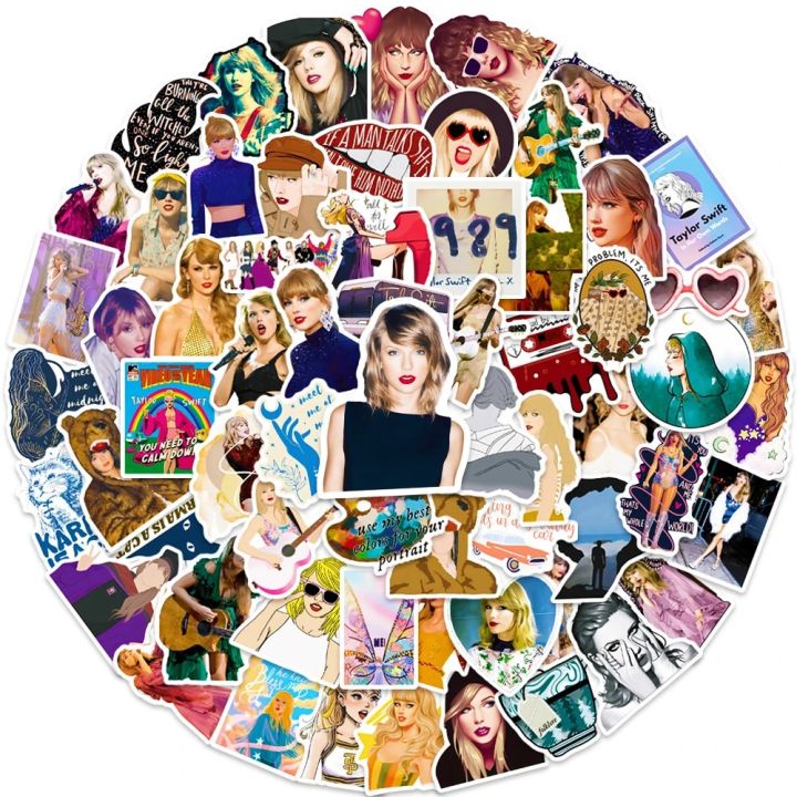 10/30/50/100pcs Taylor Alison Swift Folk Song Midnights Stickers Aesthetic Decal DIY Guitar Phone Case Singer Decoration Sticker