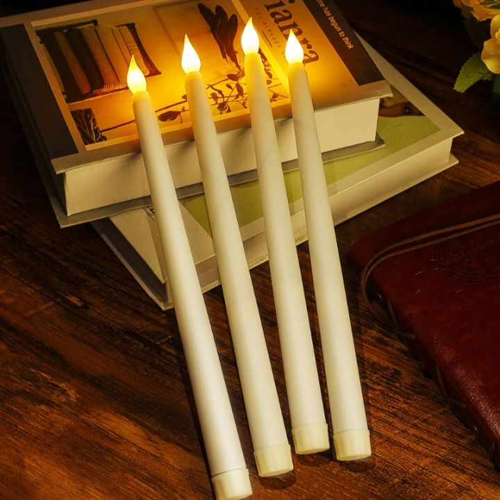 Creative Artificial LED Long Pole Flameless Electronic Candle Light Warm White Christmas Taper Candles Lamp