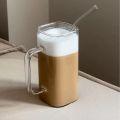 Modern Essential Borosilicate Glass Mug with Spill-Proof Handle for Hot & Cold Drinks - 1 Piece. 