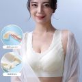 New Latex  Silk Sport  Bra Women Ultra Thin Sports Bra Seamless Wireless Breathable Sleep Vest Padded Bra - Women's No Steel Ring Brassiere Solid Widened Shoulder Strap Comfortable Ice Silk bra (size  XS-2XL all color availabe ). 