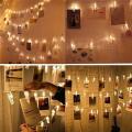 Photo Peg Star Clips String Lights 20 LED Fairy Lights for Bridal Shower Party, Wedding, Birthday Party, Anniversary Decorations Warm White. 