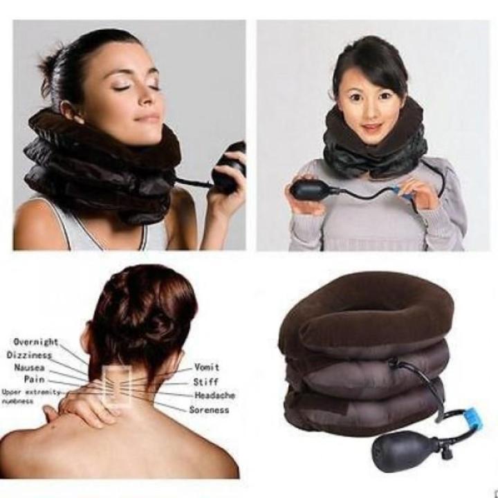 Pinched Nerve Neck Stretcher Cervical Traction Device for Home Pain Treatment Inflatable Spinal Decompression Collar Unit Muscle Strain Injury Relief Herniated Disc Problems Remedy Kit
