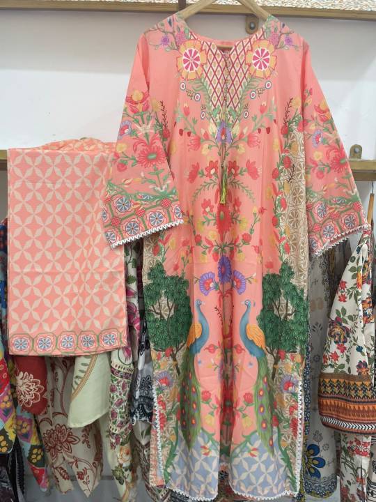 Women's%202%20Piece%20Stitched%20Printed%20Co-Ord%20Set%20-%20Long%20Shirt%20&%20Wide%20Leg%20Trouser%20-%20Image%202
