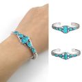 Vintage Bracelet Adjustable Natural Blue Stone Retro Bangle. 