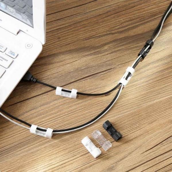 Wire Organizer Transparent Cable Clips Strong Self-Adhesive Cable Drop Wire Holder Durable Mount-Round Plastic Cord Management Organizer Clamps  - 100 Pcs