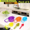 Colorful Measuring Cups 6 pcs Set, Measuring Spoons Kitchen Utensils, Gadgets Cup Measurements Set, Plastic Cups Multi Colour. 