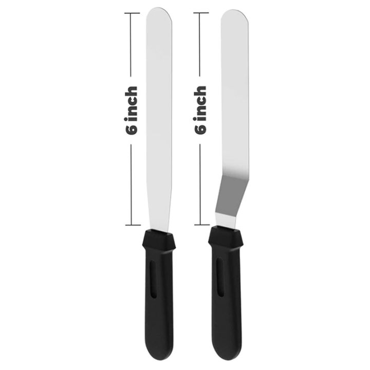 Stainless%20Steel%20Cake%20Palette%20Knife,%20Angled%20Offset%20Spatula%20for%20Baking%20Cake%20Decorating%20Frosting,%2015/20/25cm%20Metal%20Blade%20with%2010inch%20PP%20Plastic%20Handle%20(Black)%20-%20Image%205