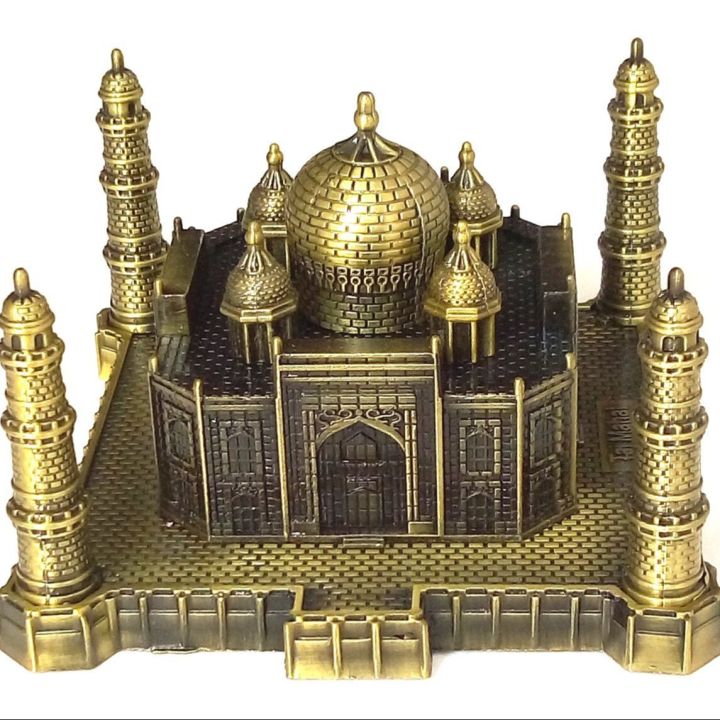 Metal Taj Mahal Model For Home & Office Decoration - Antique Golden
