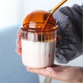 AFFAN'S HUB - 400ml/500ml Coffee Mugs Aesthetic Ribbed Glass Cup with Lids & Straws - Wavy Coffee Mugs & Dome Lid Cups For Tea - Perfect for Iced Coffee, Juice And Bubble Tea.. 