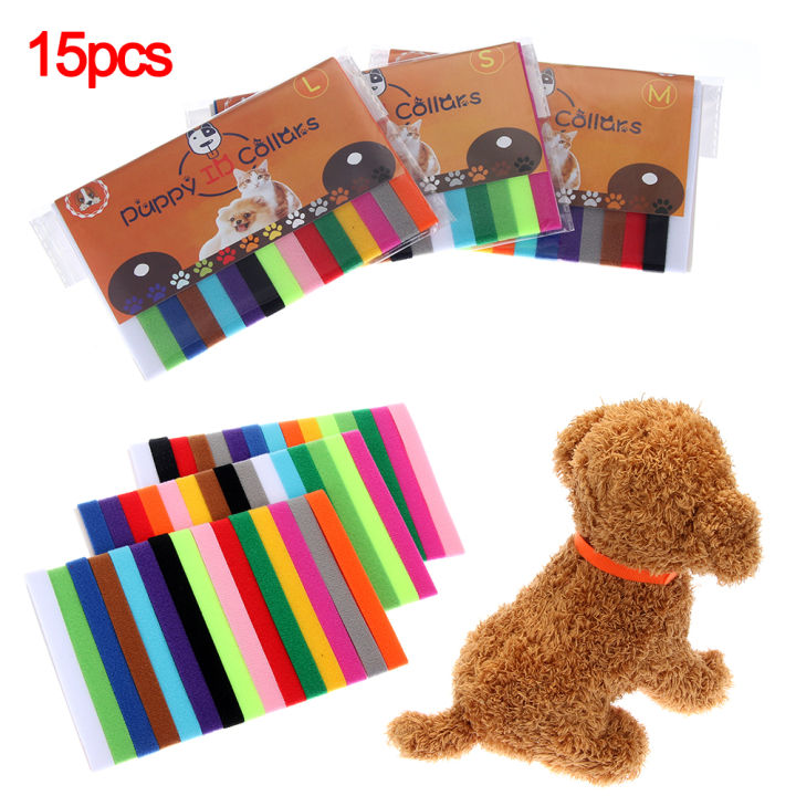 15pcs/set Identification Id Collars Whelp Kitten Dog Cat Velvet Practical Nylon Reusable Puppy Id Collar Pet Supplies