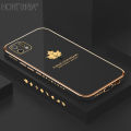 Hontinga for OPPO A16K A16E Back Cover Luxury 6D Plating Maple Leaf Side Pattern Case Soft Silicone Square Phone Cases. 