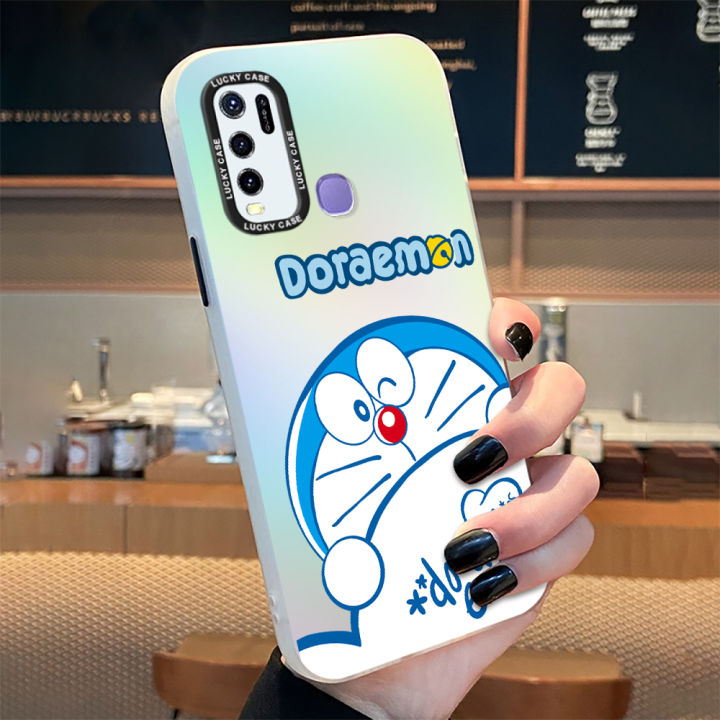 FINDWORLD for Vivo Y50 Y30 Y30i Back Cover Lovely Doraemon Fashion IMD High Quality Laser Glitzy Phone Case Colorful Soft Edge Shockproof Hard Cover