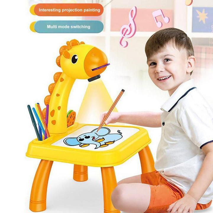 Children Painting Projection Drawing Board LED Projector Drawing Table Toys Kids Projector Painting Board Desk Projection Painting Toy Graffiti Early Education Writing Board Household Erasable Toys
