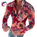 Men Shirt Slim Fit Floral Print Single-breasted Men Shirt. 