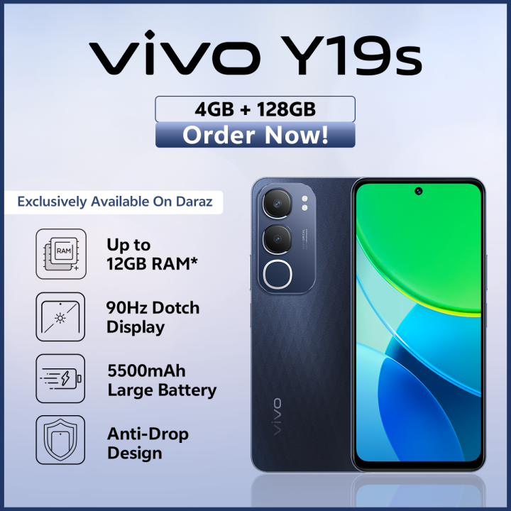 vivo Y19s - 4GB RAM - 128GB ROM - 5500mAH Battery - 50MP Rear Camera - 90Hz Display - Anti Drop Design