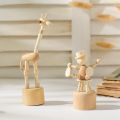 Cartoon wooden artwork movable puppet desktop figurine Ornaments clown horse giraffe dog statue crafts toy gifts home decoration. 