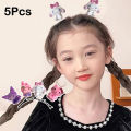 5Pcs Sanrio Hello Kitty Hair Clip 3D Kuromi Spring Hairpins Melody Cinnamoroll Duckbill Clip Headwear Children's Hair Accessory. 