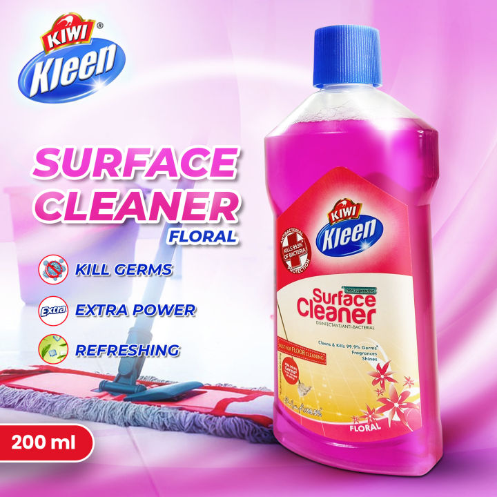 Kiwi Kleen surface cleaner (Floral) 200ml - Floor cleaner - Surface Cleaner - Antibacterial - Disinfectant - Floor shiner - Floor cleaner Liquid - Surface cleaning liquid - Floor fragrance - Multipurpose floor cleaner