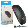 HP W10 Wireless RGB Bluetooth Rechargeable Slim Mouse Dual Mode 2.4G + Bluetooth, LED Backlit Silent Click Mouse with Adjustable DPI, Ultra Thin Ergonomic Design, Built-in Battery for Laptop PC Mac Windows Office Gaming Use. 