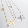 ECG Necklace Heartbeat Shaped Clavicle Chain Electrocardiogram Titanium Steel Heart Pulse Charm Pendant Women Vintage Fashion Jewelry. 