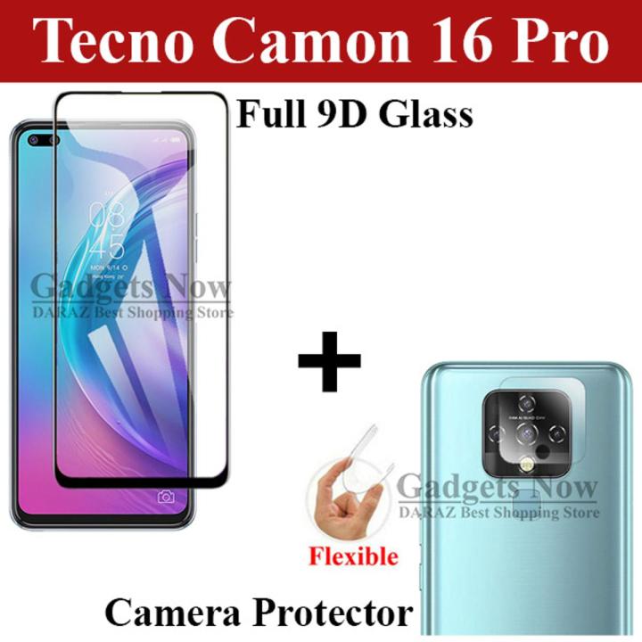 Tecno Camon 16 Pro Glass Protector 5D|10D|11D|21D|9D Glass Full Coverage + Back Rear Camera Protector 9H Gorilla Flexible Protection For Tecno Camon 16 Pro