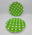 GREEN POLKA DOT PAPER PLATES - PACK OF 10 PAPER PLATES  - GREEN COLOR THEME. 