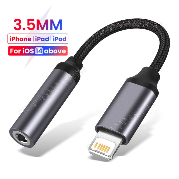 8-Pin to 3.5mm AUX Adapter For iPhone 14 13 12 Pro Male to Female Audio Splitter Headphone Connector Adapter for iOS 14 Above [Without Bluetooth Plug and Play]