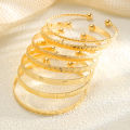 Enacolor 7Pcs/Set Vintage Gold Metal Exaggerate Multi-layered Argyle Bracelet Set Women Bangles Wholesale. 