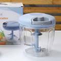 Hand chopper Manual Food Chopper, 2000ML/1.5 Liter/900 ML/330 ML Speedy Chopper with 3 Curved Stainless Steel Blades, Handheld Vegetable Chopper/Mincer/Mixer/Blender to Chop Fruits Onions/Nuts/Ginger/Herbs/Garlics/Meet. 