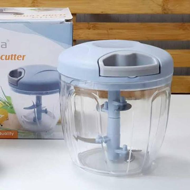 Hand chopper Manual Food Chopper, 2000ML/1.5 Liter/900 ML/330 ML Speedy Chopper with 3 Curved Stainless Steel Blades, Handheld Vegetable Chopper/Mincer/Mixer/Blender to Chop Fruits Onions/Nuts/Ginger/Herbs/Garlics/Meet