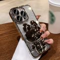 1 deluxe electroplated case for Apple iPhone 15/14/13/12/11Pro max, romantic - Cute bunny phone holder and hidden holder - shockproof ultra-thin protection, Easter - Valentine's Day gift. 