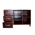 3-Drawer Wood File Cabinet Mobile Filing Cabinet Printer Stand with Wheels Open Storage Shelves for. 