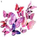12Pcs 3D Two-Layer Colorful Artificial Butterflies Adhesive Magnet Wall Sticker. 