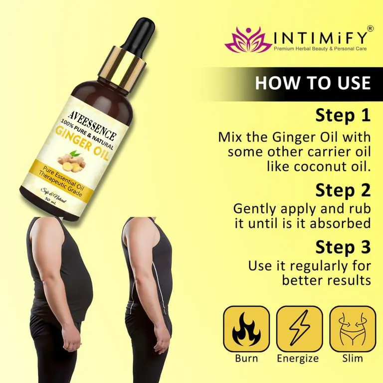 PurelyBlack Pure Ginger Essential Oil – 30ml Glass Dropper Bottle – For Aromatherapy, Massage & Skin Care