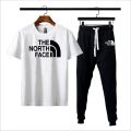 The north face printed Men's Clothing Summer Breathable T-Shirt and Black Trouser Gym wear and comfortable. 