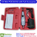 12V Mini Electric PCB Drill Grinder Machine Kit with 5 HSS Bits, Collets, Sanding Drums & Power Adapter for DIY PCB Projects by Electrica. 